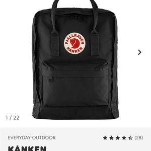 Black Fjallraven backpack.